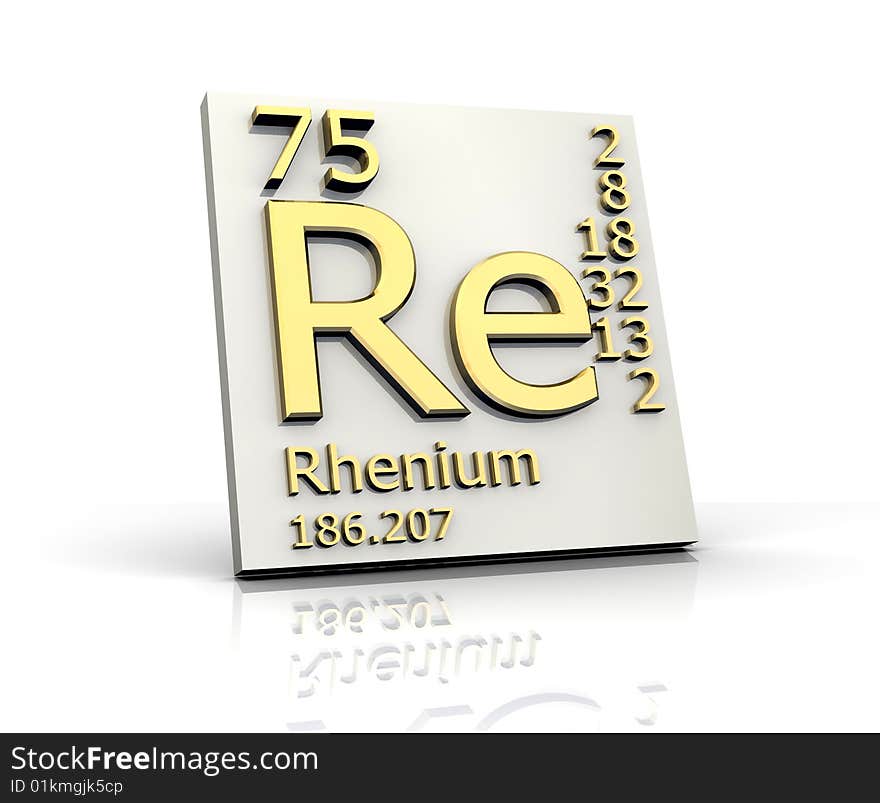 Rhenium form Periodic Table of Elements - 3d made