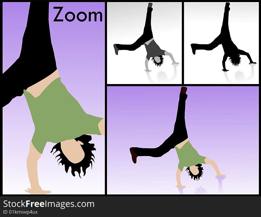 Male doing handstand on white background