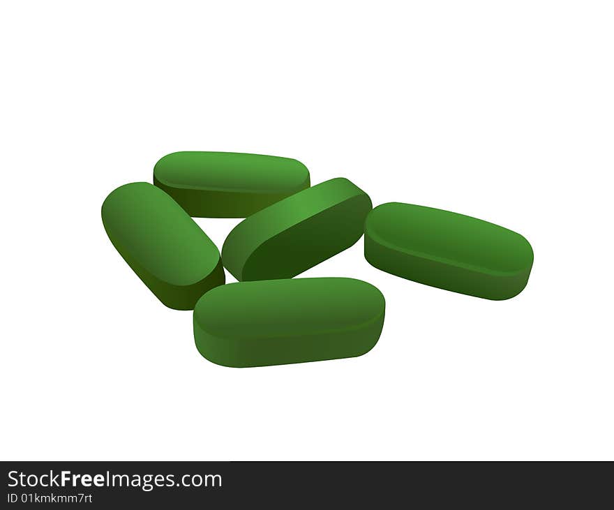 Medicated pills on white background