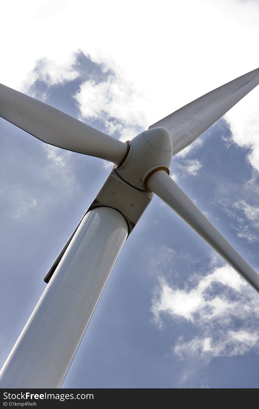 Turbine on sky background, renewable energy. Turbine on sky background, renewable energy