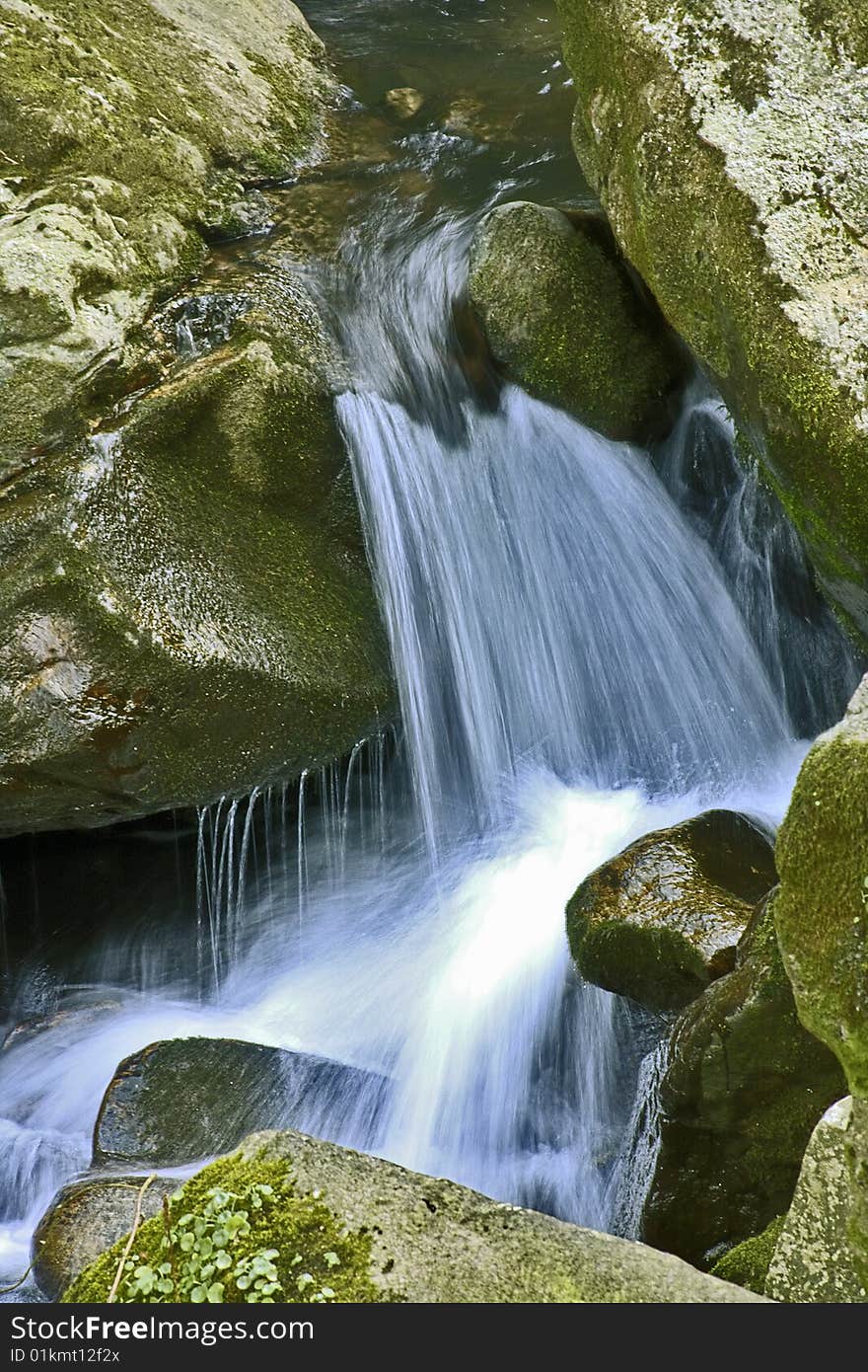 Force of the water between the rocks, nature and resources