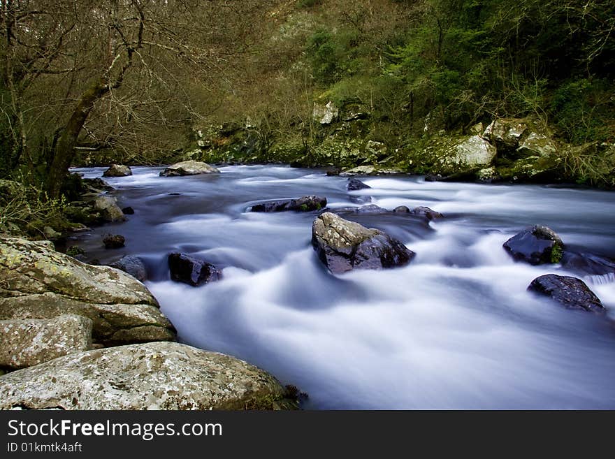 Down river from the mountains, water and nature