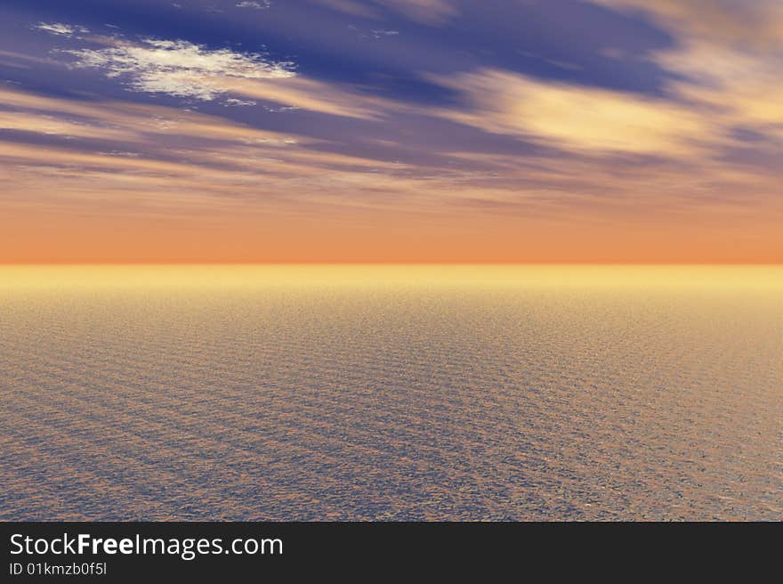 Illustration of a beautiful sunset over the sea. Illustration of a beautiful sunset over the sea.