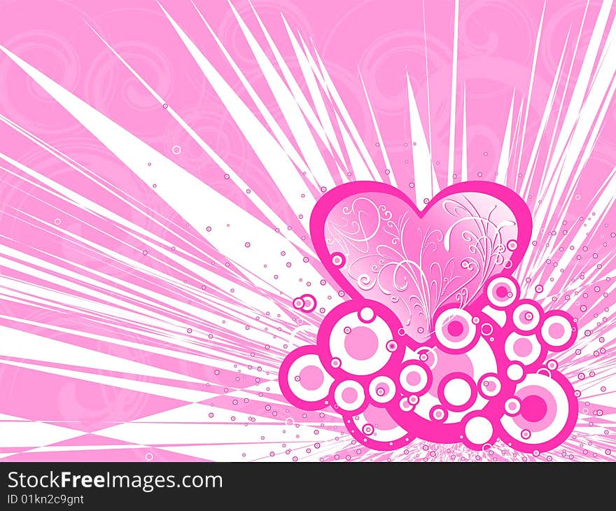 Retro background with pink love frame