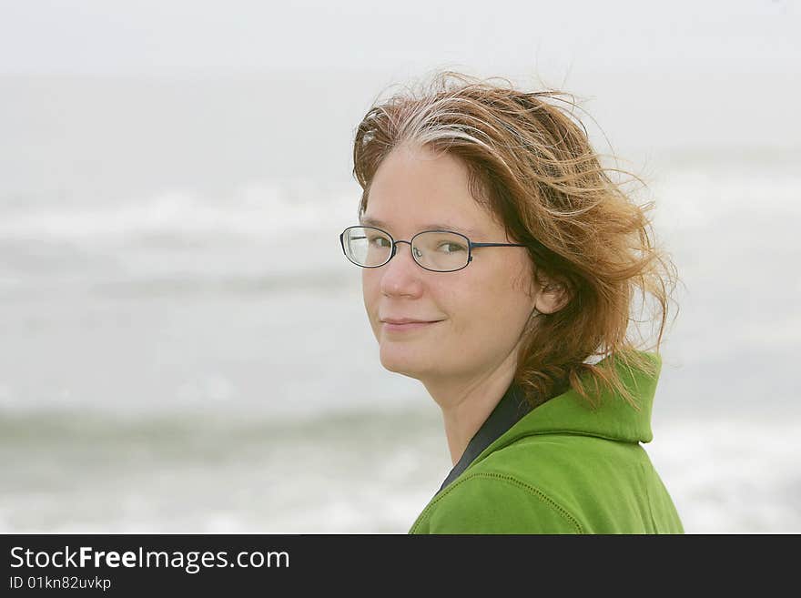 Portrait of a woman outdoors headshot only cropped for copyspace. Portrait of a woman outdoors headshot only cropped for copyspace