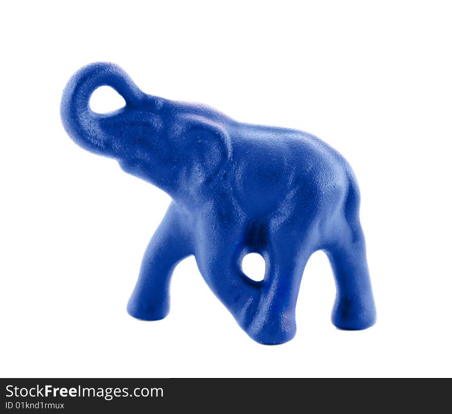 Blue figurine of an elephant isolated over white background