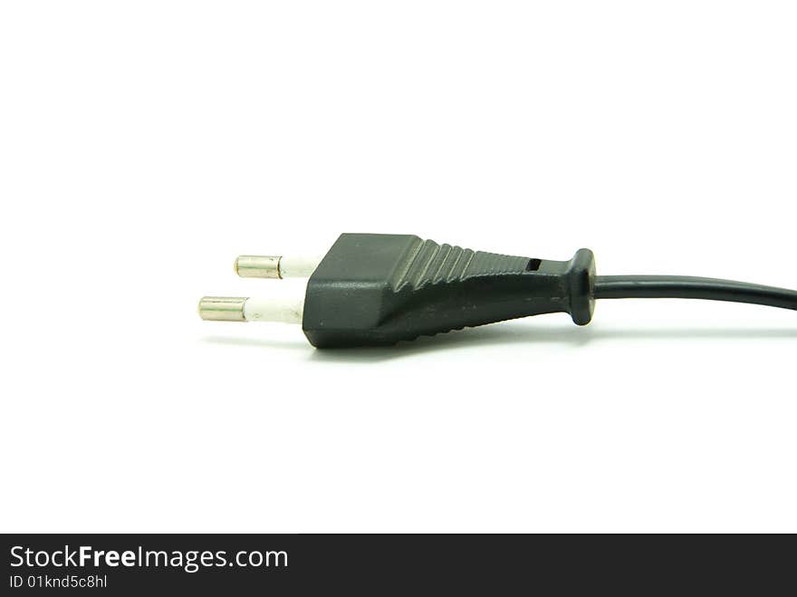 Black power plug isolated on a white