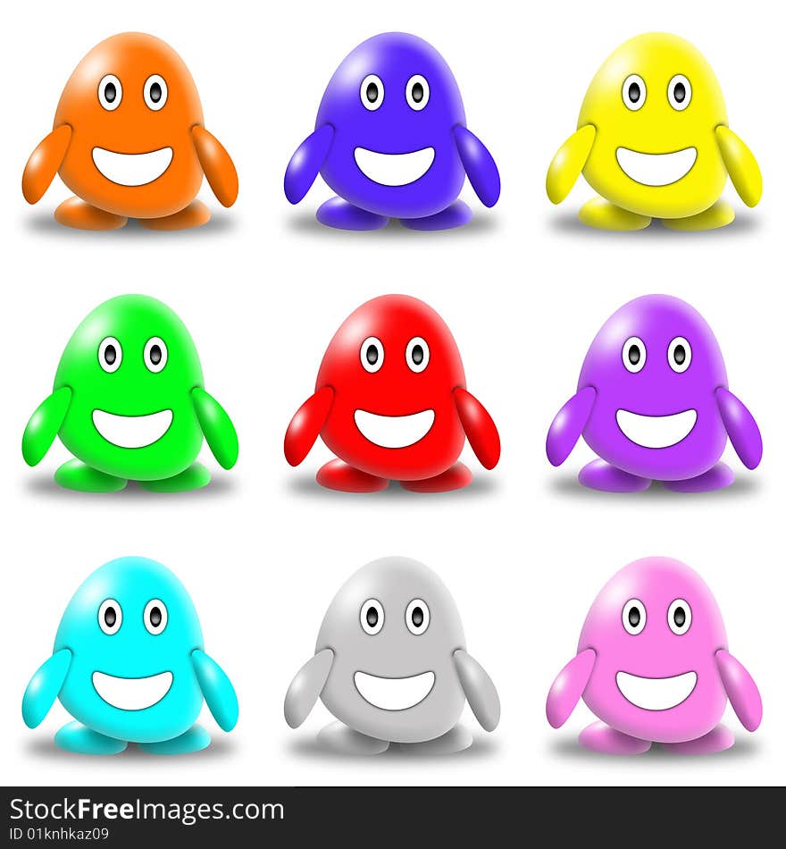 Set of puppets of different colors. cartoon-style on a white background. Set of puppets of different colors. cartoon-style on a white background