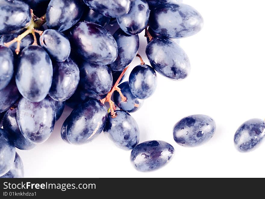 Black ripe fresh grape isolated on white. Black ripe fresh grape isolated on white