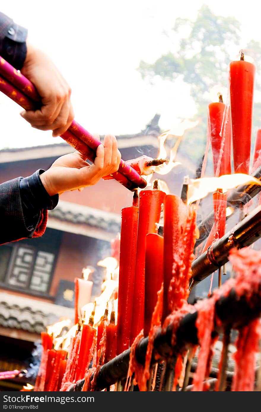 Candles and joss sticks