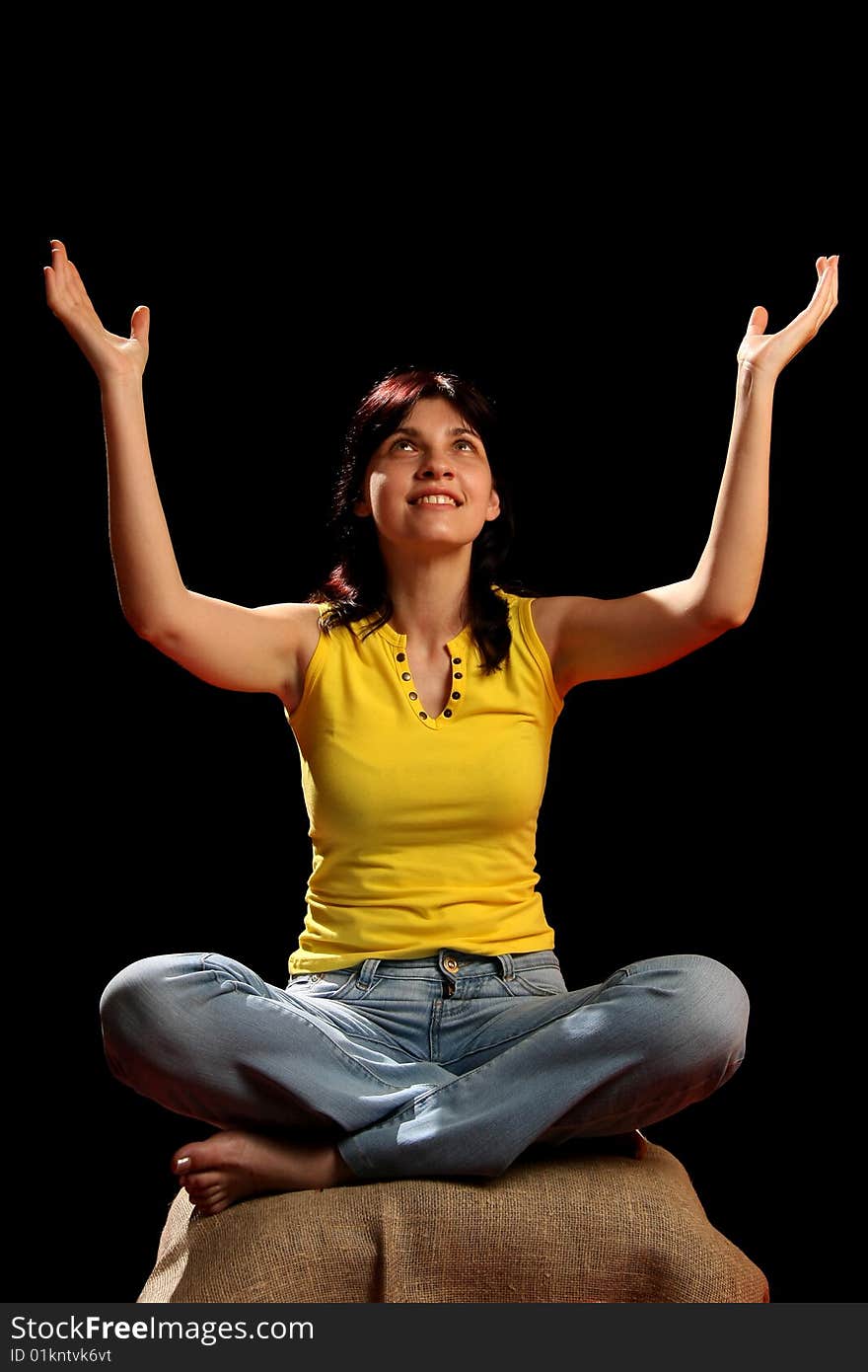 Young brunette meditates