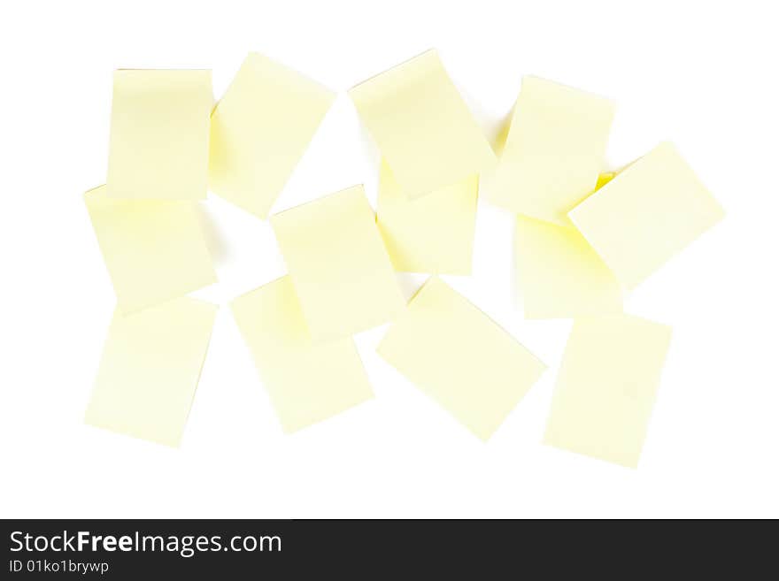 Yellow stickers isolated on a white background