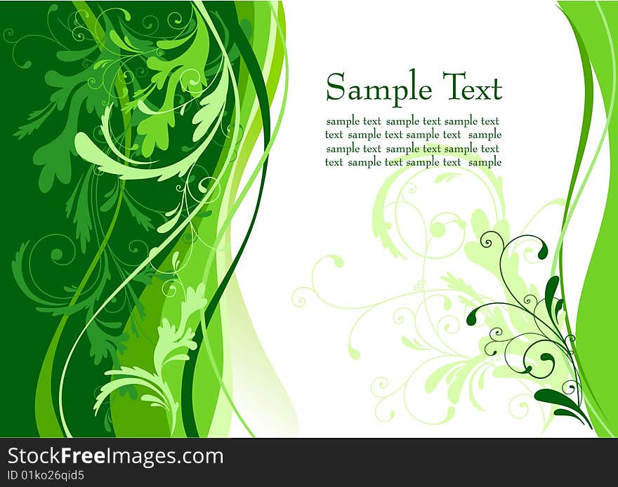 Green floral background with space for text