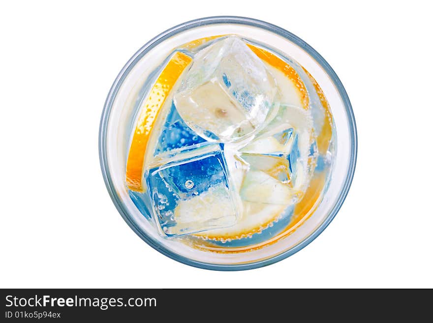 Photo of drink with lemon and soda. Photo of drink with lemon and soda