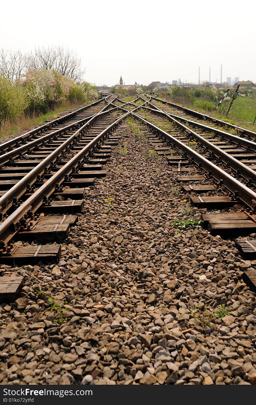 A view with a railroad and a bridge