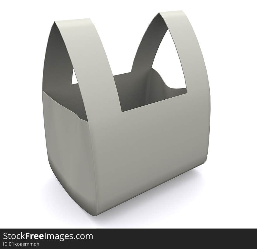 Illustration of conceptual paper bag as 3d render image