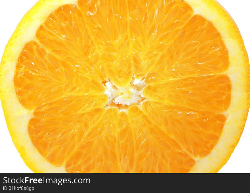 Nice fresh closeup sliced orange over white. Nice fresh closeup sliced orange over white