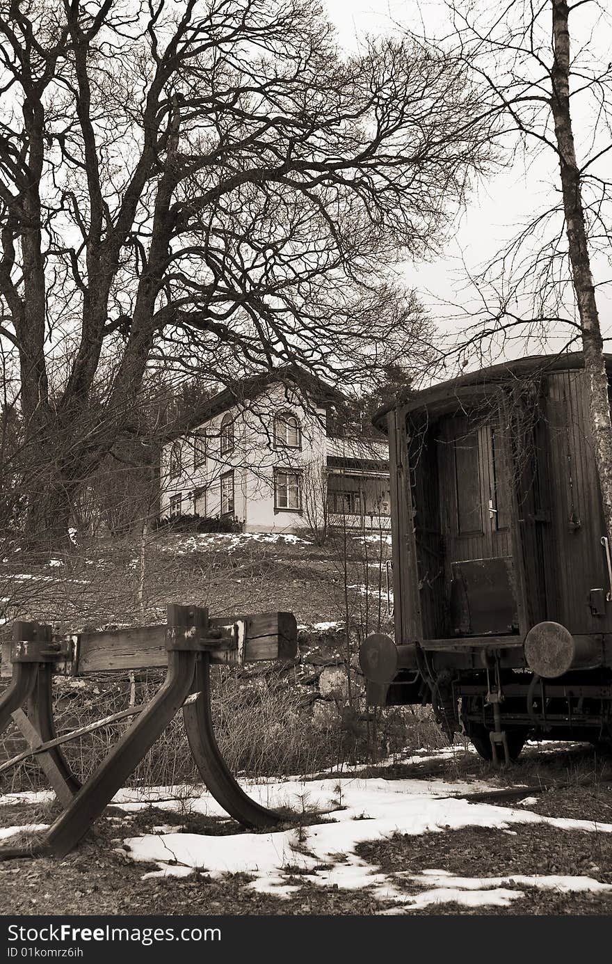 Retro photo of an old train