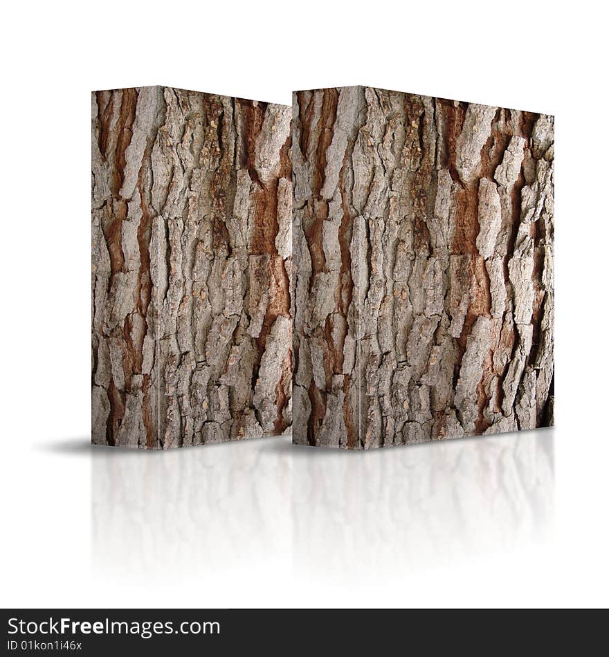 Square trunk of tree on a white background