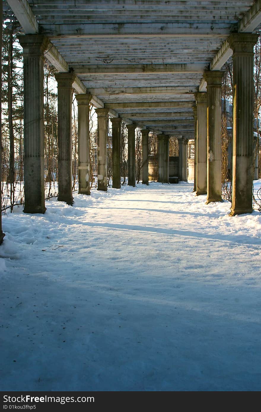 Old colonnade in winter (St. Petersburg, Russia). Old colonnade in winter (St. Petersburg, Russia)