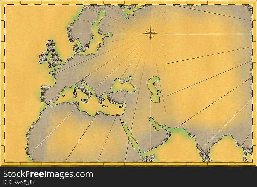 Old World Map on a brown background