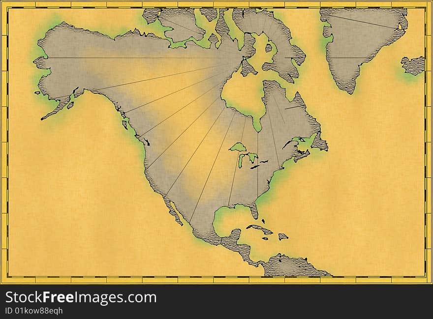 Old World Map on a brown background