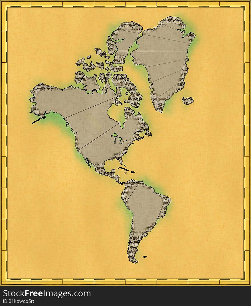 Old World Map on a brown background