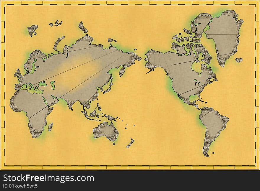 Old World Map on a brown background