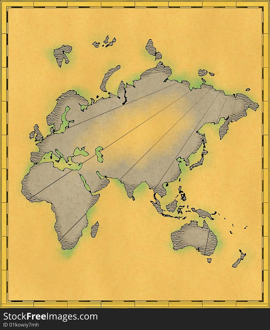 Old World Map on a brown background