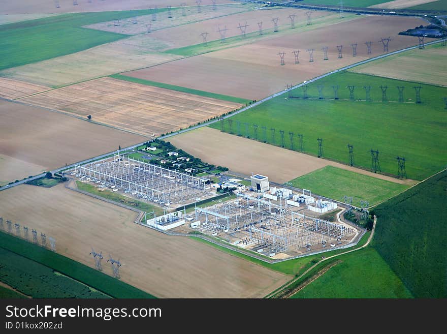 Electric Power plant aerial view