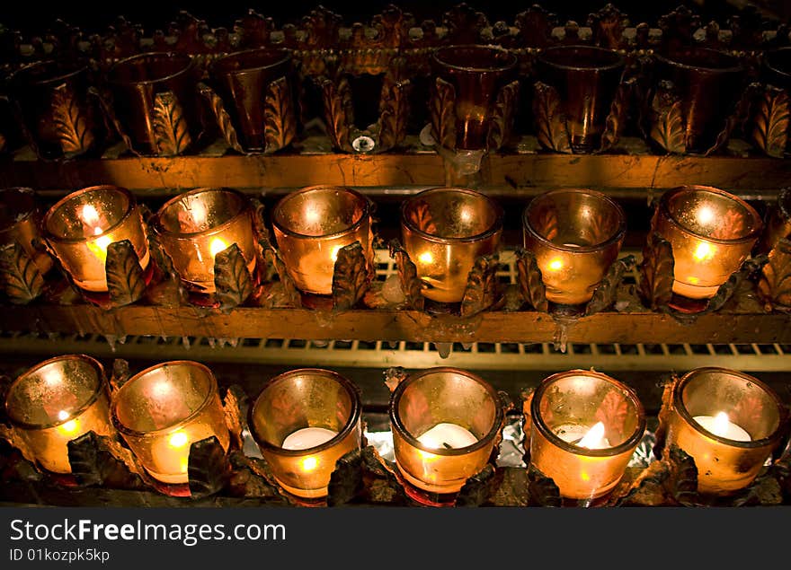 View of some candles in achurch in New York