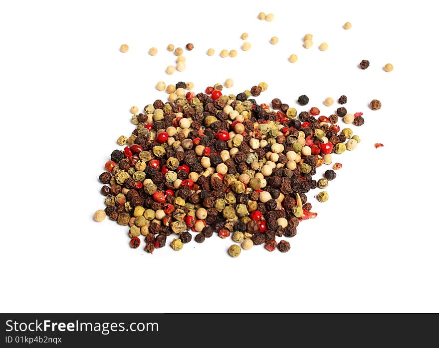 Heap of four kinds of pepper