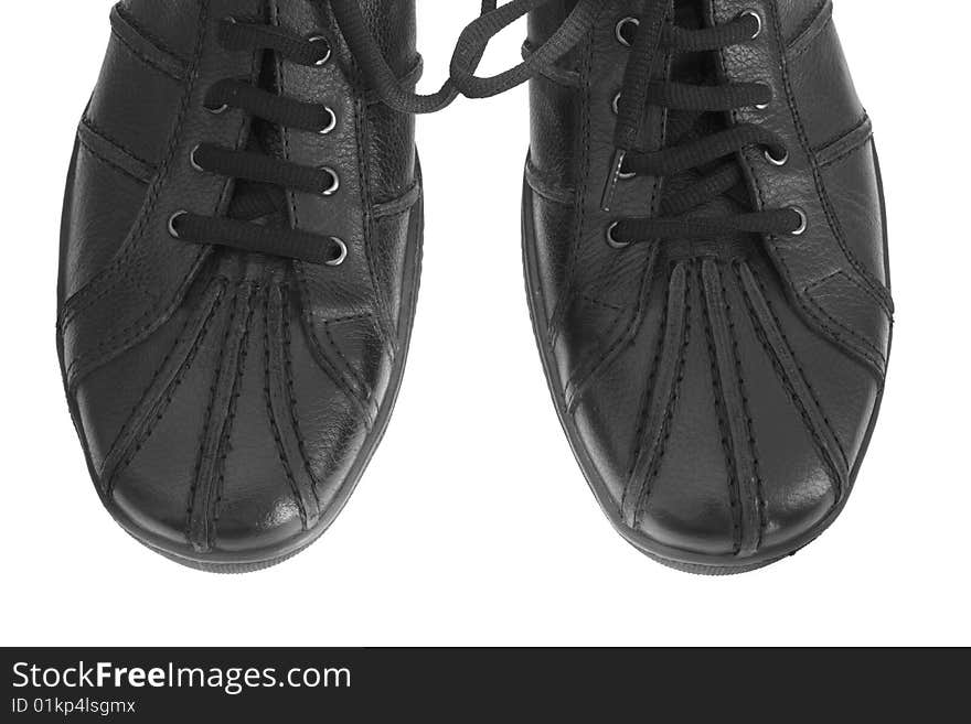 Black shoes isolated on white, easy and convenient