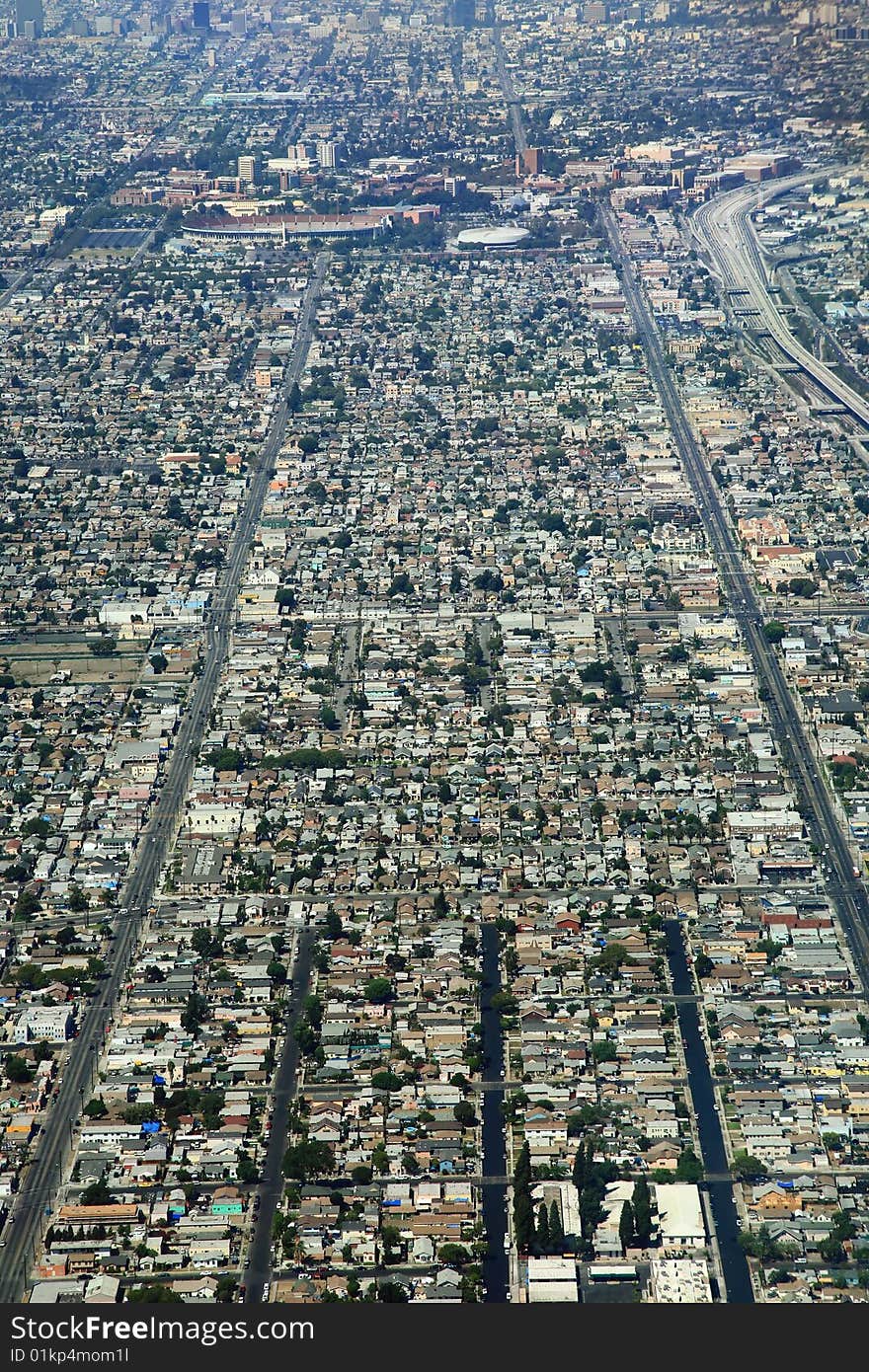 Dense suburbs area in Los Angeles