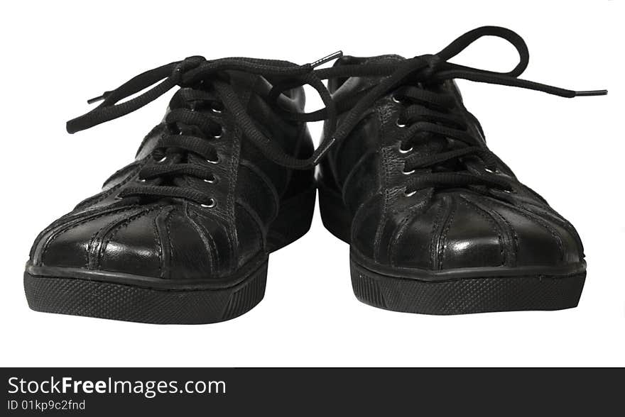 Black shoes isolated on white, easy and convenient