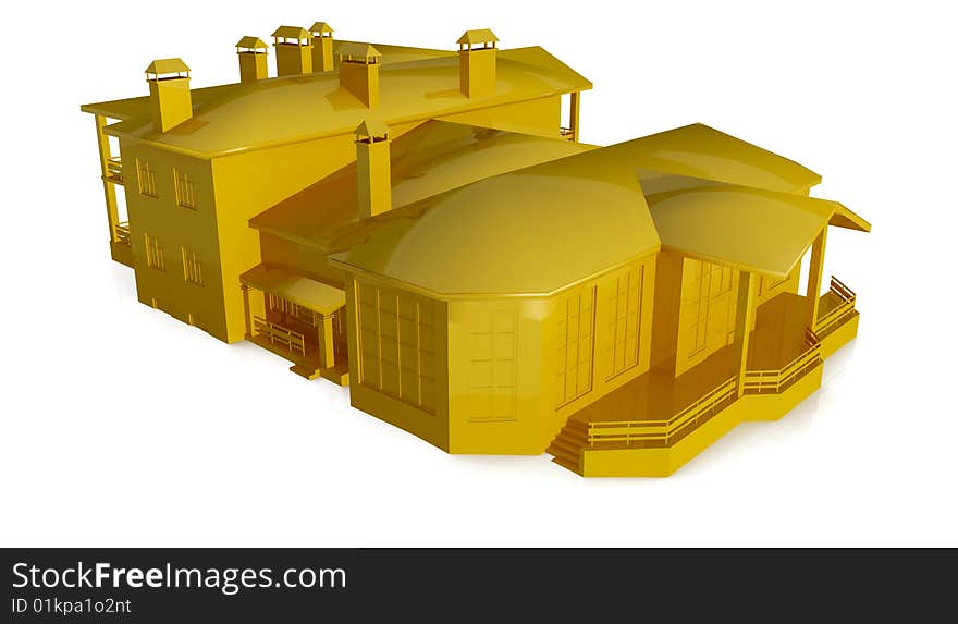 Abstract modern small golden house