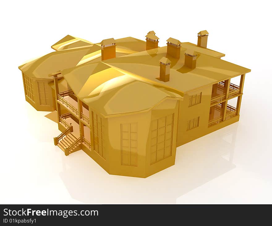 Abstract modern small golden house