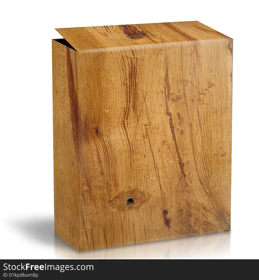 Wooden box on a white background