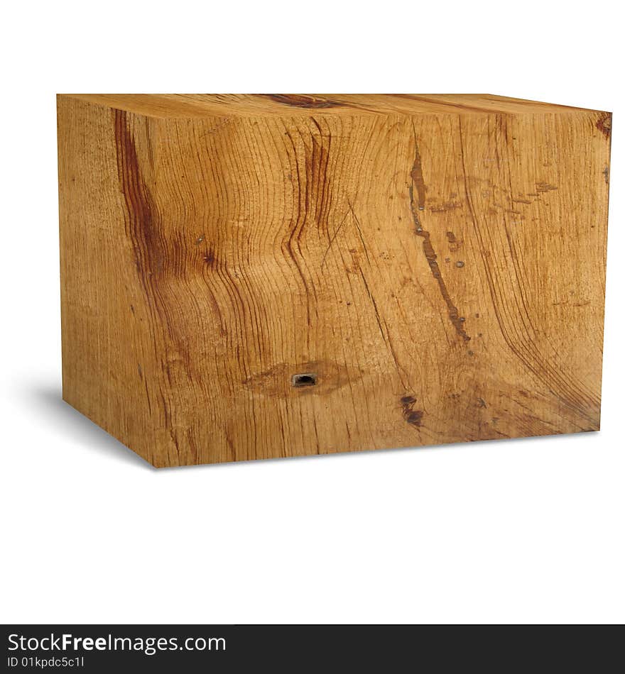 Wooden box on a white background