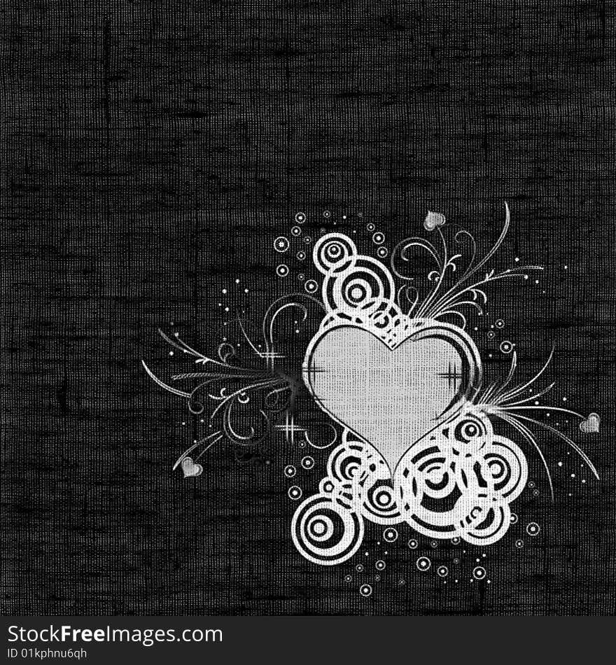 Texture background with heart black & white