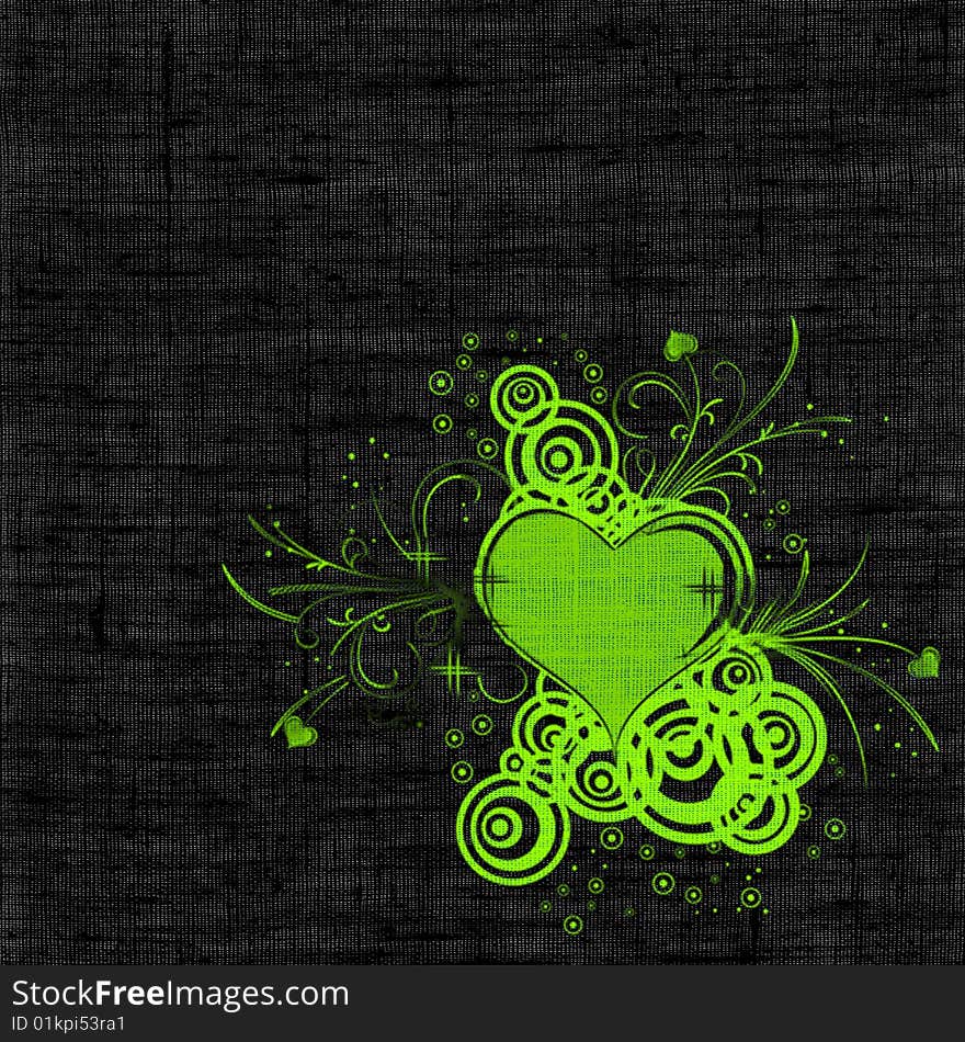 Texture background with green heart. Texture background with green heart