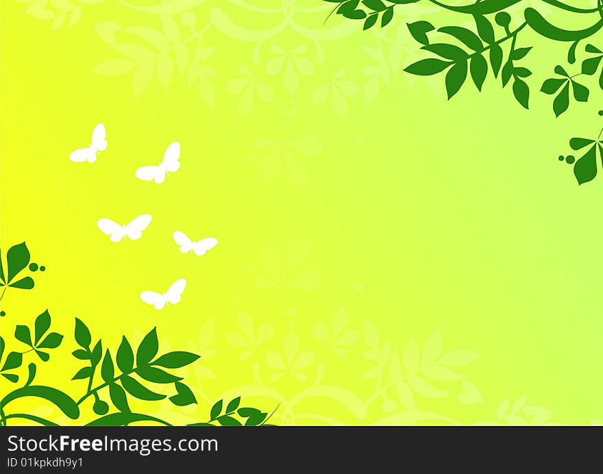 Plants with butterfly on background. Plants with butterfly on background