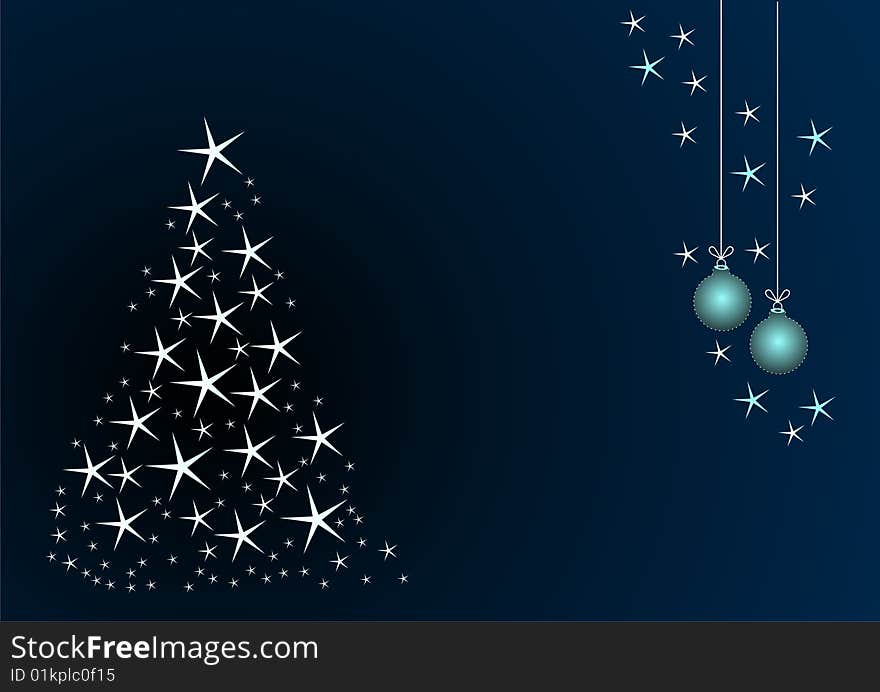 Christmas tree of stars on a blue background. Christmas tree of stars on a blue background