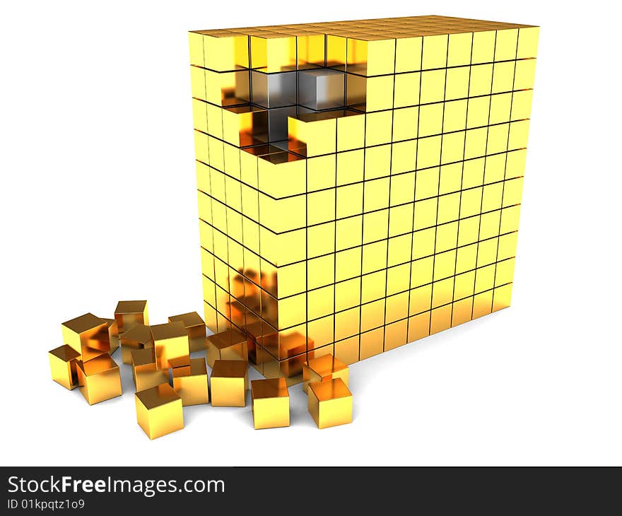 Abstract 3d illustration of box construction over white background. Abstract 3d illustration of box construction over white background