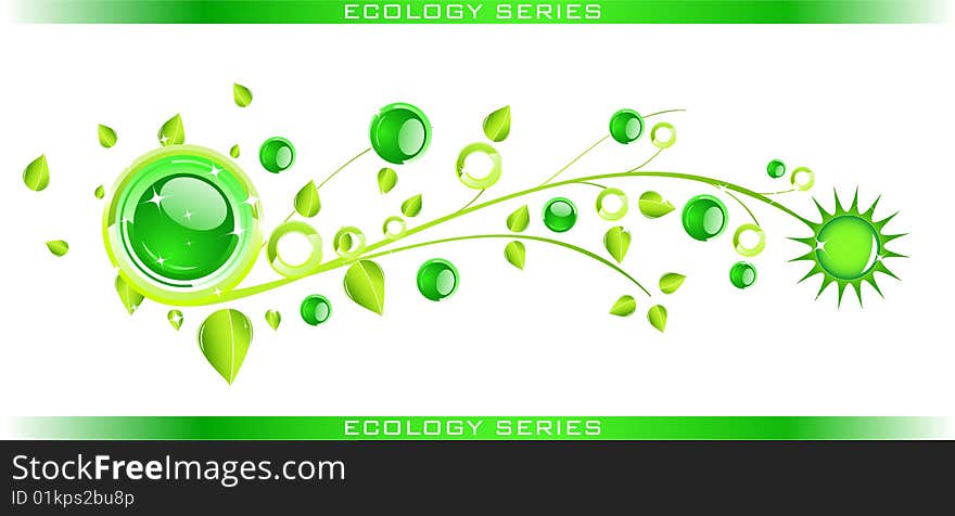 Abstract vector background with leaves and modern balls. Suitable for background. Abstract vector background with leaves and modern balls. Suitable for background