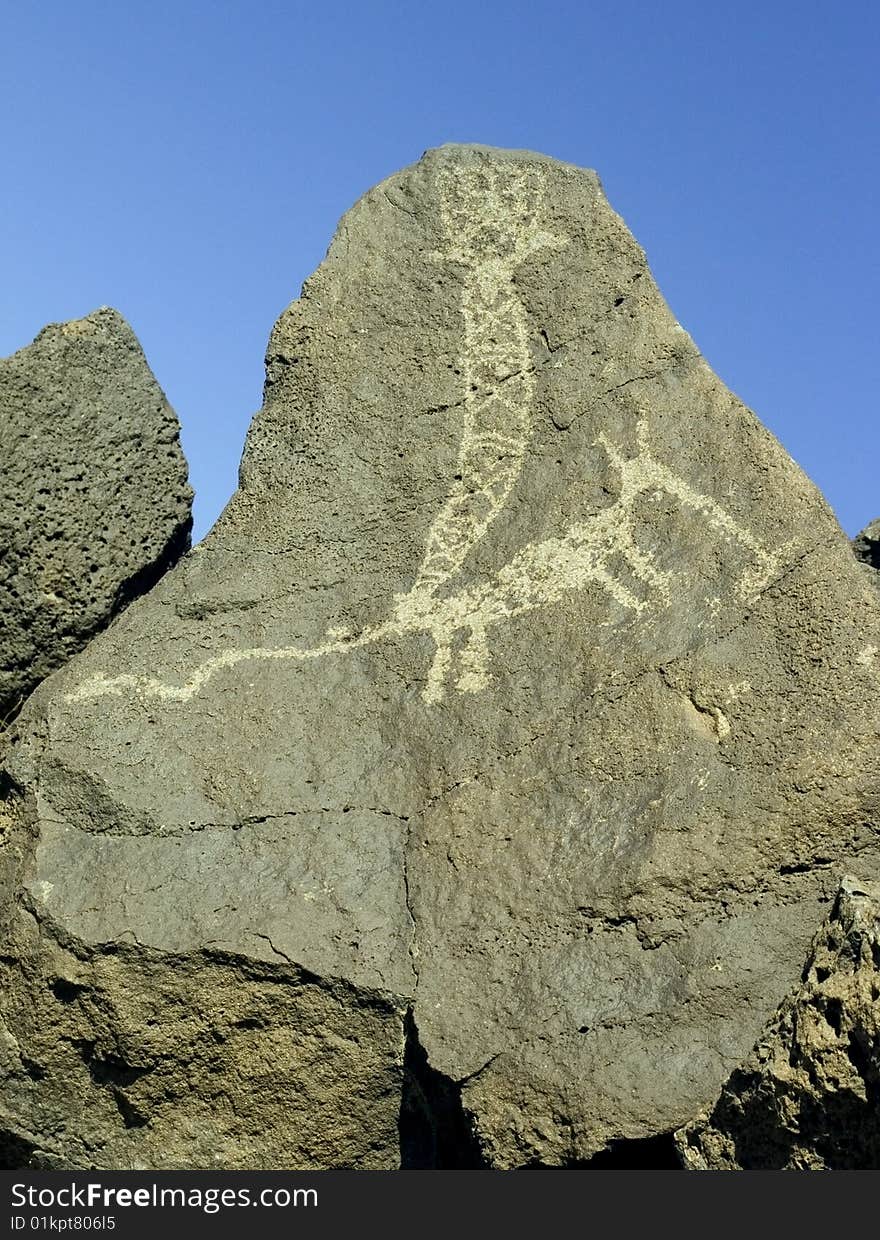 A Native American Petroglyph at Petroghyph National Monument, New Mexico