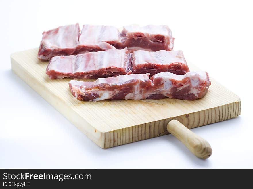 Fresh american ribs oregano bbq sausace isolated