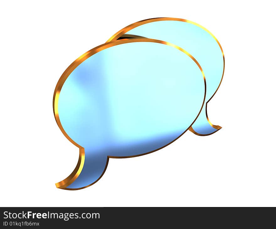 Abstract 3d illustraton of chat symbol over white background. Abstract 3d illustraton of chat symbol over white background