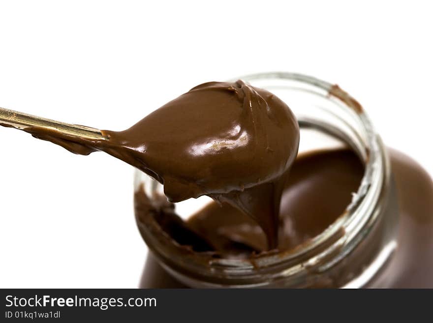 Chocolate is in a spoon