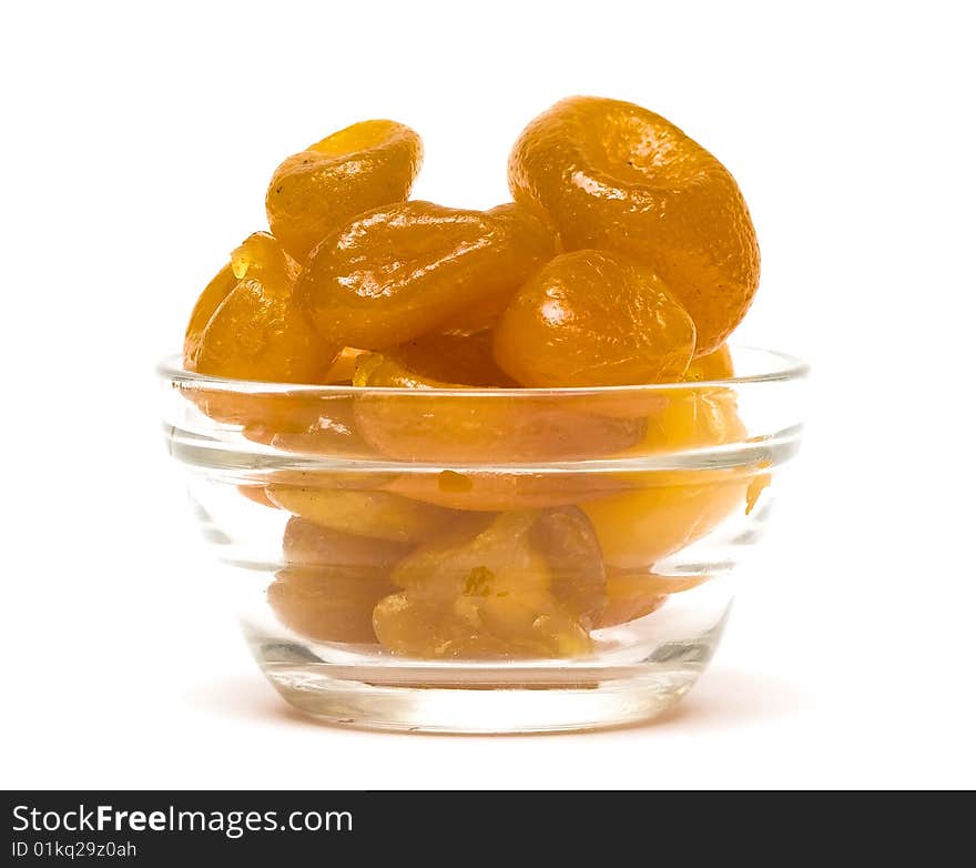 Dried lemon in glass dish